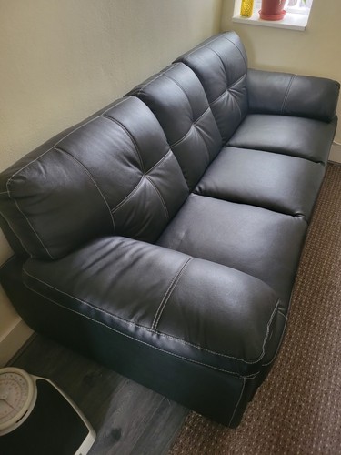 Black leather sofa - black,