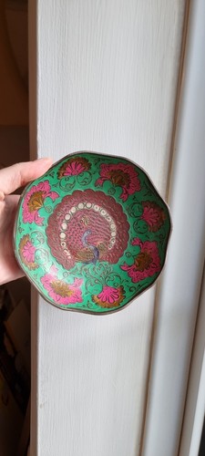 Vintage solid brass enamelled - vintage,