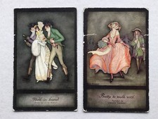2 x Jennie Harbour (Raphael Tuck) 'Early Victorian Series IV' postcards a/f