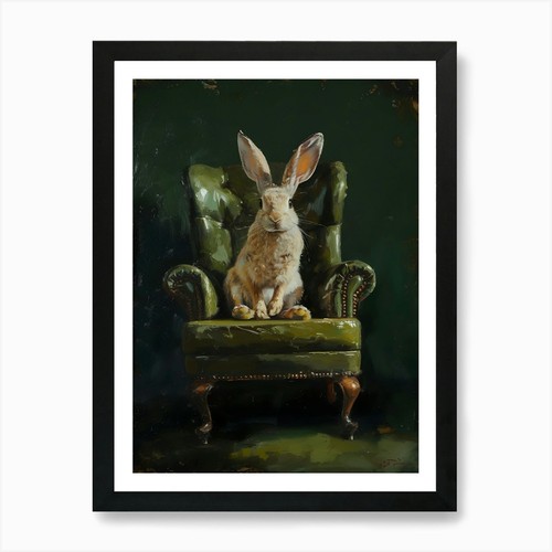 Rabbit chair art print - chair,