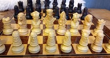 Chess Richard the Lionheart. Ivory & Burgundy set. Board not included. SAC