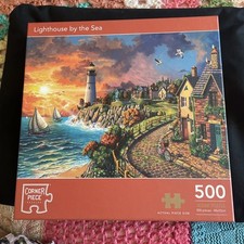 Corner Piece Puzzles Jigsaw 500 Pieces  Lighthouse By The Sea Mint  Condition