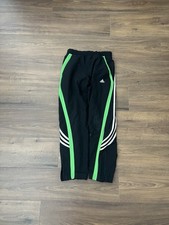 Adidas Y2K Tracksuit Bottoms - Climacool Vintage - XS - Black/Lime Green