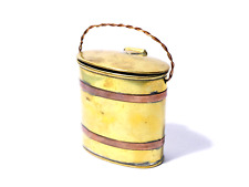 19thC  MINIATURE Oval Milk Churn Shape Brass & Copper Trinket Vesta Box