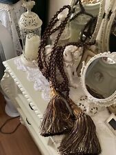 ☘️VINTAGE LARGE WINE, GREEN & GOLD WOODEN RESIN TIE BACKS ☘️