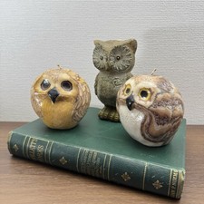 Owl Candles Set 3 Hand Carved