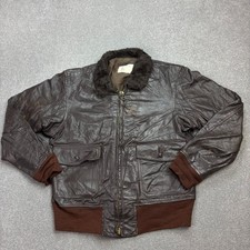 Leather Flying Jacket Adult Medium Brown G1 Bomber Aviator Military Flight Men*