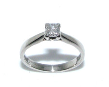 Ladies Womens Palladium Princess Cut Solitaire Diamond Engagement UK Ring Size M