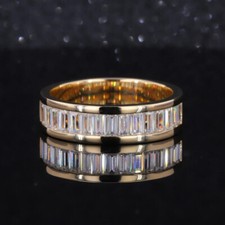 2ct Baguette Cut Diamond Half Eternity Wedding Ring Band 14k Rose Gold Finish