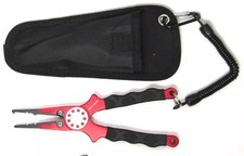 CRAZY SHARK Red Fishing Pliers Hook Remover Fishing Line Cutters W/ Sheath  NEW 