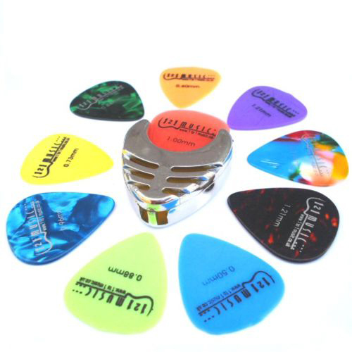 Silver guitar pick holder - silver, 10
