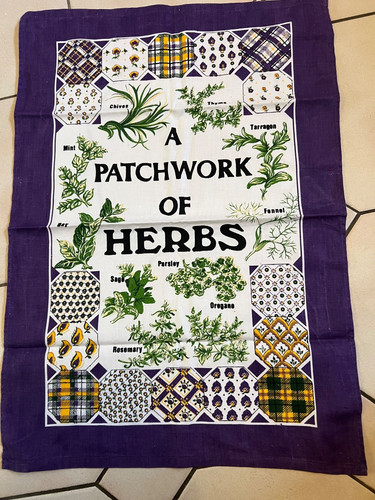 Vintage tea towel purple - vintage,