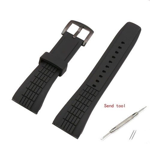 26mm black rubber watch band - black,