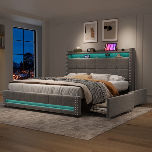 Double bed frame with storage - bed,