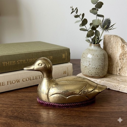 Vintage brass duck - duck, brush