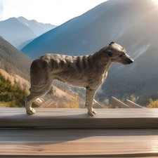 Vintage Deerhound Dog Figurine 9" In Length 6" Height Glass Eyes Nice Detailing