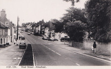 Frith Photo Postcard West Street Alresford Hampshire Cars BP Sign People