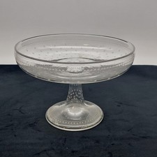 Clear Glass Cake Stand With A Hollow Stem & Small Etched Stars 14.5cm Height