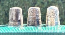 3 x Antique Charles Horner DORCAS Silver Plated Thimbles Sizes 5, 7 and 8 JOBLOT