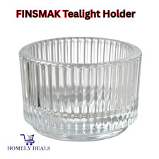 5x IKEA FINSMAK Tealight Candle Holders Clear Glass 3.5cm Stackable Home Decor