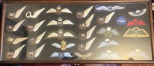 Embroidered Cloth RAF military rank Patches badges In Wooden Display Cabinet