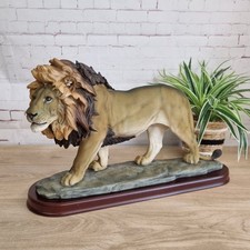 The Leonardo Collection Large Resin Lion Ornament Figure On Plinth 20" Long