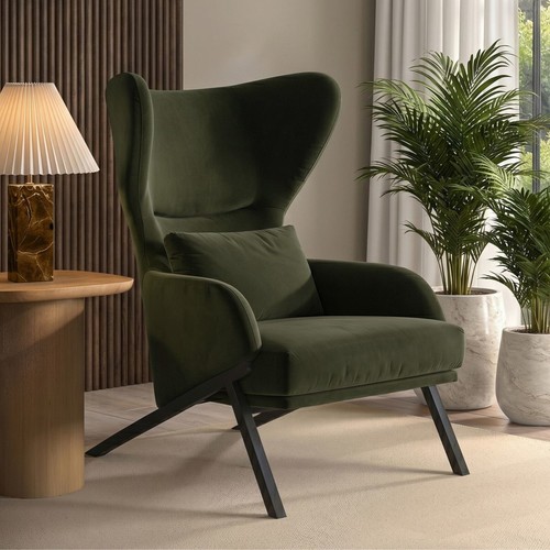 Dark green velvet wingback - green,