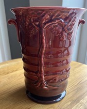 Crown Ducal Red Rare Vase With Beautiful Tree Design