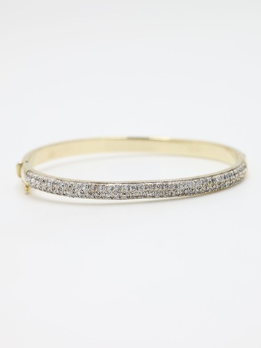 Gold bangle bracelet - cz, 9ct
