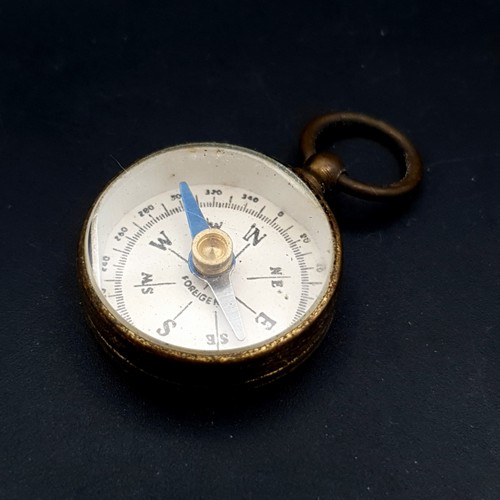 Antique brass fob - compass, –