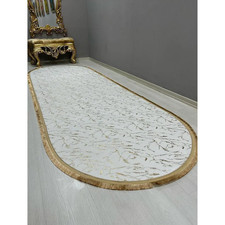 White Gold Glitter Bamboo Runner Rug – Multi Purpose Washable Non Slip Carpet