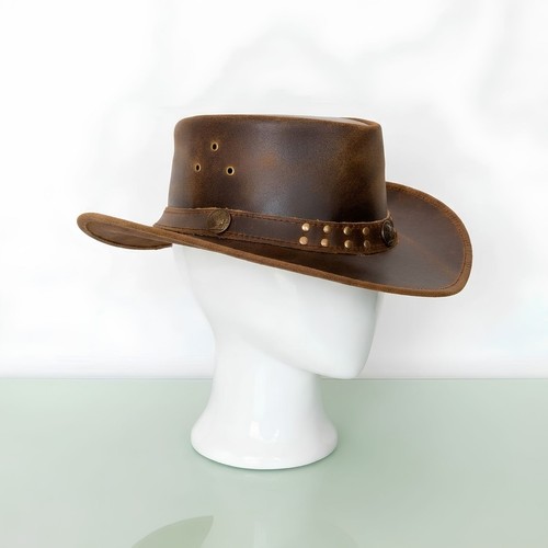 Distressed brown leather top - distressed,