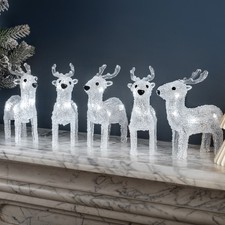 Christow Acrylic LED Reindeer Small Christmas Decorations Indoor Outdoor 5pc Set