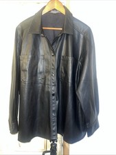 Ladies Black Pvc Leather Look Long Shirt /Jacket Size 18