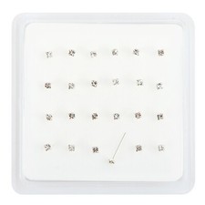  24 Sterling Silver Clear Claw-Set- Crystal Nose Studs Piercing  Boxed