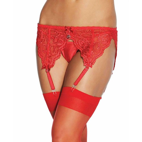 Red lace suspender belt - belt, size