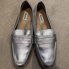 Dune London Women’s Silver Leather Loafers Size UK 6, worn once – Ex Condition