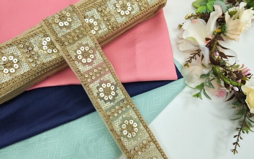 Gold sequin embroidered lace - sequin,
