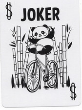 RARE MODERN "Panda Riding a Bicycle (Black/White Version)" JOKER Play Card #05