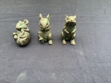 Trio Mice Bronze-effect Mouse Ornaments Resin Very Sweet Unusual Figurines.