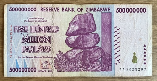500 million dollars zimbabwe - 500, dollars.