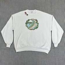 Jerzees USA Trout Fly Fishing Sweatshirt 2XL White Crewneck Rare Vintage