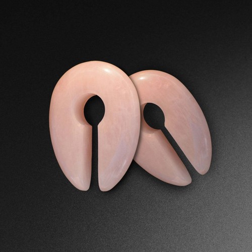 Rose quartz keyhole stone ear - rose,
