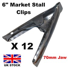 12x MARKET STALL Spring Clamps Large Metal heavy Duty Clips 70mm Jaw, Tarp Sheet