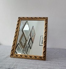 Vintage Tabletop Gold Framed Mirror Carved Wood Acanthus Design Old Home Decor