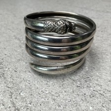 Vintage Sterling Silver  Wrap Around SNAKE Slave Bangle Bracelet 