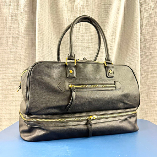 Justfab black pvc duffle - duffle, bag