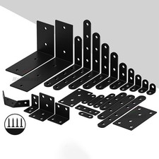 Heavy-duty Black Stainless Steel Brace Angle Bracket & Flat Brackets,With Screws