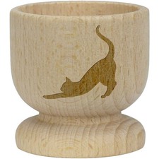 'Cat Stretching  ' Wooden Egg