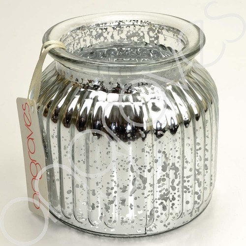 Splatter silver ribbed flower - silver,